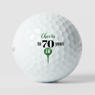 Cheers to 70 Years Personalised Initials Birthday  Golf Balls