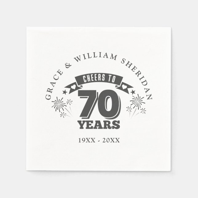 Cheers To 70th Wedding Anniversary Napkin (Front)