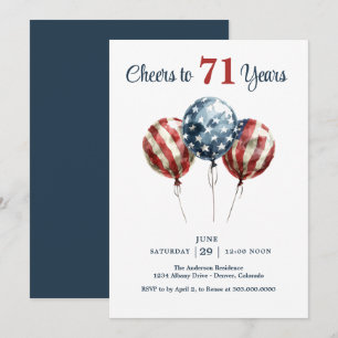 Cheers to 71 Years Birthday Party  Invitation