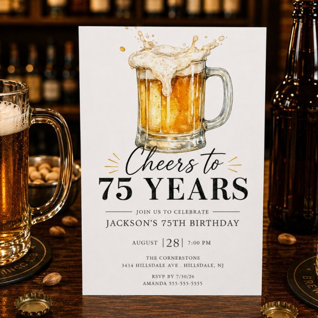Cheers to 75 Years Birthday Invitation (Creator Uploaded)