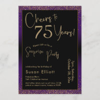 Cheers to 75 Years Surprise Birthday Party, Purple