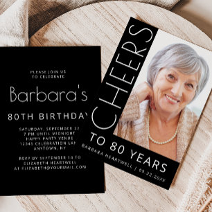 Cheers to 80 Photo Typography 80th Birthday Party Invitation