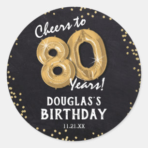 Cheers to 80 Years! 80th Birthday Classic Round Sticker
