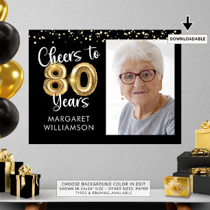 Cheers to 80 Years Birthday Photo Welcome Sign