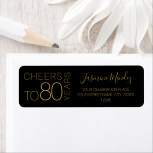 Cheers to 80 years Black Gold Chic Elegant Address