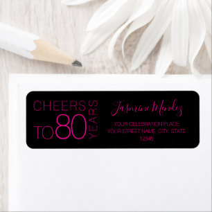 Cheers to 80 years Black Pink Chic Elegant Address
