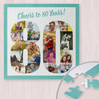Cheers to 80 Years Number 80 Photo Collage Square