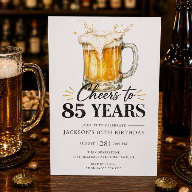 Cheers to 85 Years Birthday Invitation (Creator Uploaded)