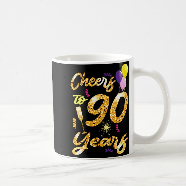 Cheers To 90 Years 1931 90th Birthday Celebration  Coffee Mug (Right)