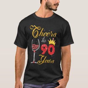 Cheers to 90 Years 1932 90th Birthday Wine Diamond T-Shirt