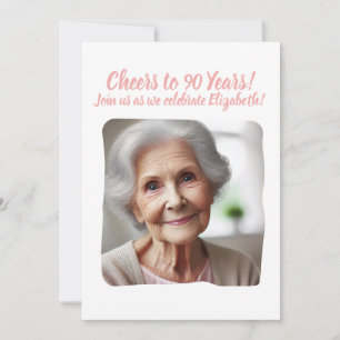 Cheers to 90 Years 90th Birthday Party Add Photo I Invitation