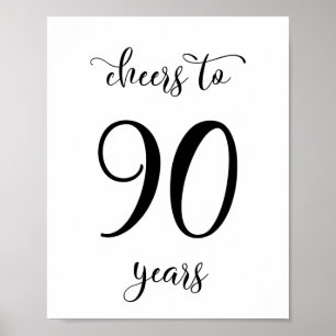 Cheers to 90 years birthday sign