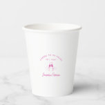 Cheers to 90 Years Pink 90th Birthday Custom Paper Cups<br><div class="desc">Festive pink doodle design features two hands toasting with wine glasses. All of the text is editable.</div>