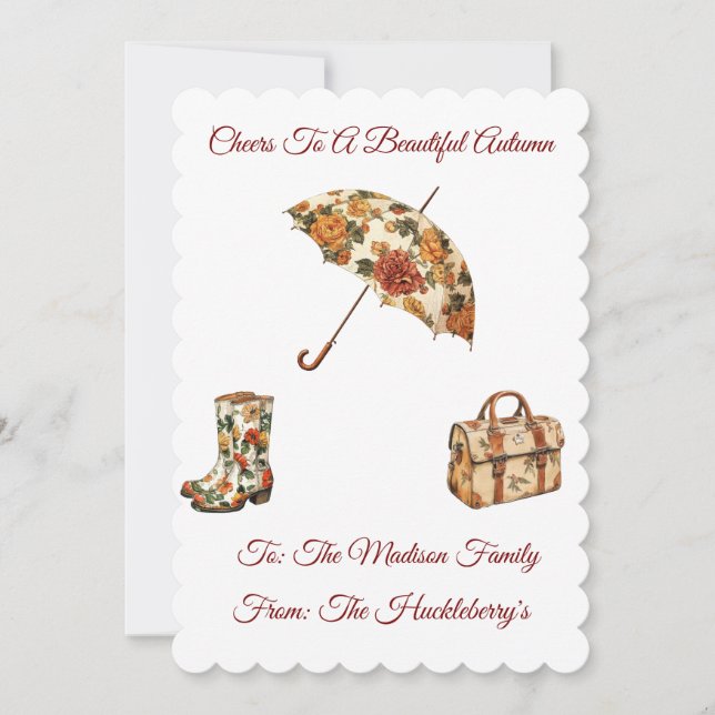 Cheers to a Beautiful Autumn | Personalised Flat  Card (Front)