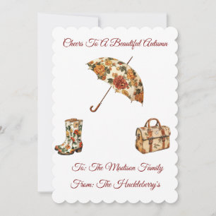 Cheers to a Beautiful Autumn   Personalised Flat  Card