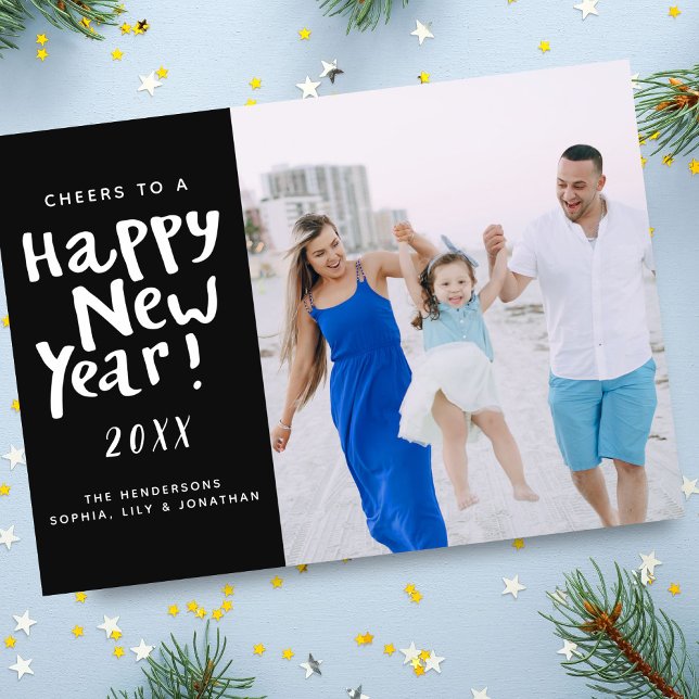 Cheers to a Happy New Year Modern Photo Holiday Card (Creator Uploaded)
