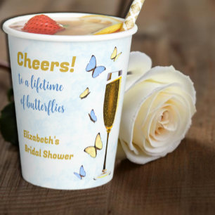 Cheers To A Lifetime Of Butterflies Bridal Shower Paper Cups