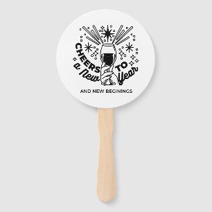 Cheers to a New Year Celebration Design Hand Fan
