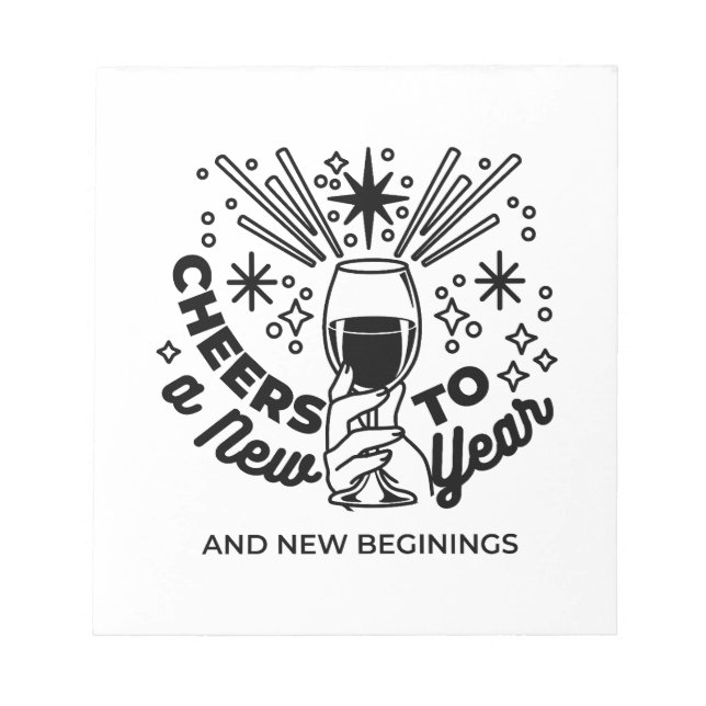 Cheers to a New Year Celebration Design Notepad (Front)