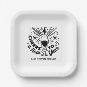 Cheers to a New Year Celebration Design Paper Plate