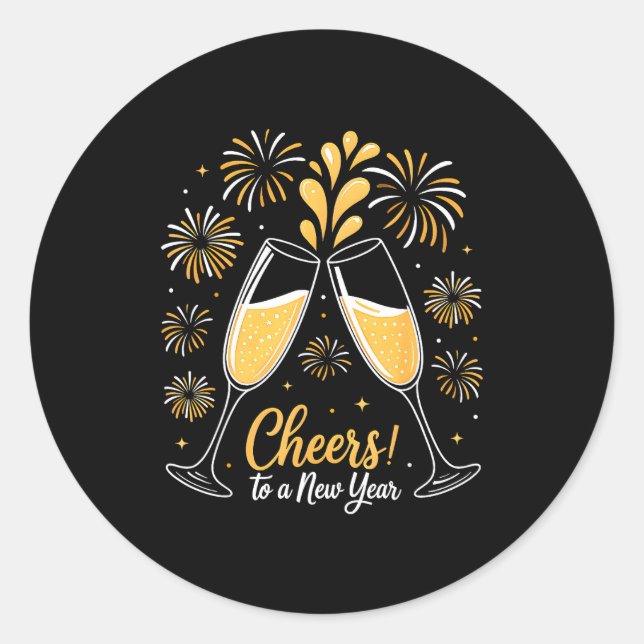 Cheers To A New Year Eve Party Countdown Happy New Classic Round Sticker (Front)