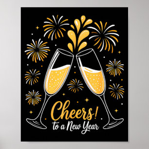 Cheers To A New Year Eve Party Countdown Happy New Poster