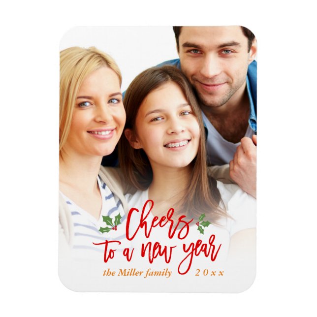 Cheers to A New Year Holiday Family Kids Photo Magnet (Vertical)