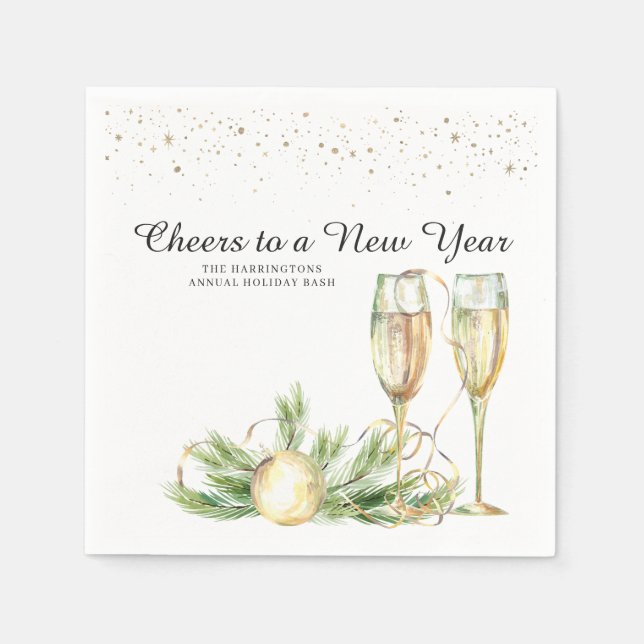 Cheers to a New Year | Sparkling Champagne Napkin (Front)