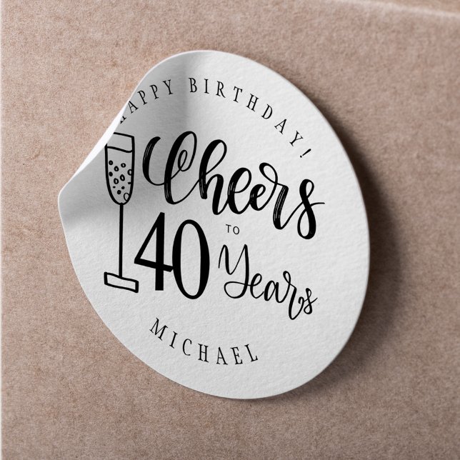 Cheers to age men years typography happy birthday classic round sticker (Creator Uploaded)