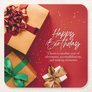 Cheers to Another Year Square Paper Coaster