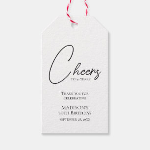 Cheers To Any Age 30th Black & White Birthday Gift Tags