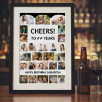 Cheers To Any Age Birthday Milestone Photo Collage