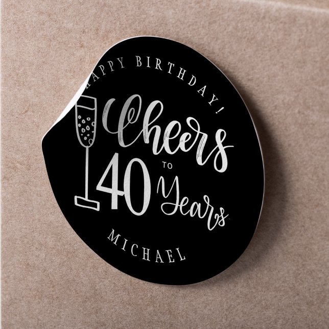 Cheers to any age men typography happy birthday classic round sticker (Creator Uploaded)