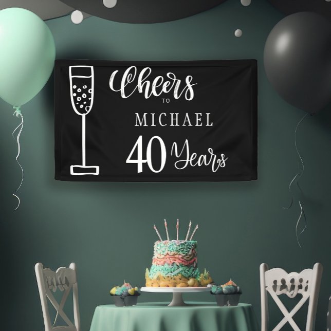 Cheers to any age men years typography birthday banner (Creator Uploaded)