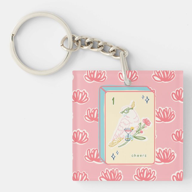 Cheers to Bird Bam Mahjong Acrylic Keychain (Front)