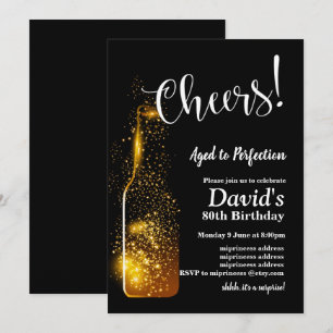 cheers to Birthday, wine, glitter wine, birthday Invitation