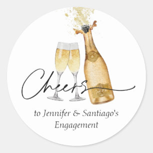 Cheers to Couples Engagement Party Classic Round Sticker