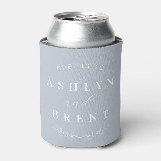 Cheers To Dusty Blue Wedding Can Cooler/Coozie Can Cooler (Can Front)