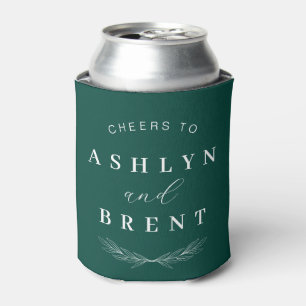Cheers To Emerald Green Wedding Can Cooler/Koozie Can Cooler