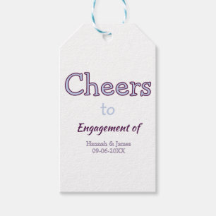 cheers to engagement of name purple pastel maron gift tags