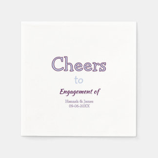 cheers to engagement of name purple pastel maron napkin