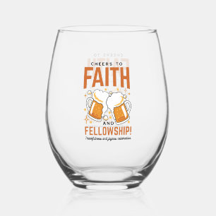 Cheers to Faith & Fellowship - Oktoberfest Tee Stemless Wine Glass