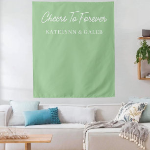 Cheers to Forever Custom Wedding Engagement Party Tapestry