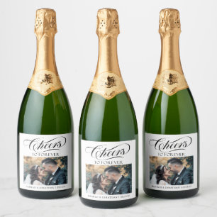 Cheers To Forever Photo Wedding Sparkling Wine Label