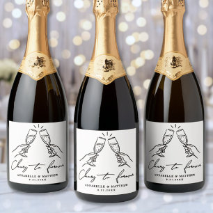 Cheers To Forever Simple Wedding Sparkling Wine Label