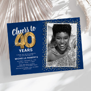 Cheers to Forty Years 40th Birthday Photo Invitation
