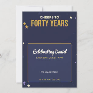 Cheers to Forty Years Birthday Party Invitation