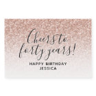 Cheers to Forty Years Pink Glitter 40th Birthday C