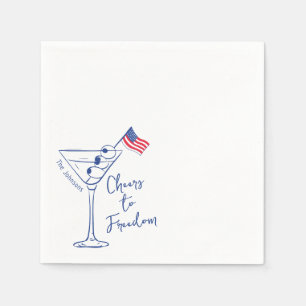 Cheers to Freedom 4th of July Martini Glass Napkin