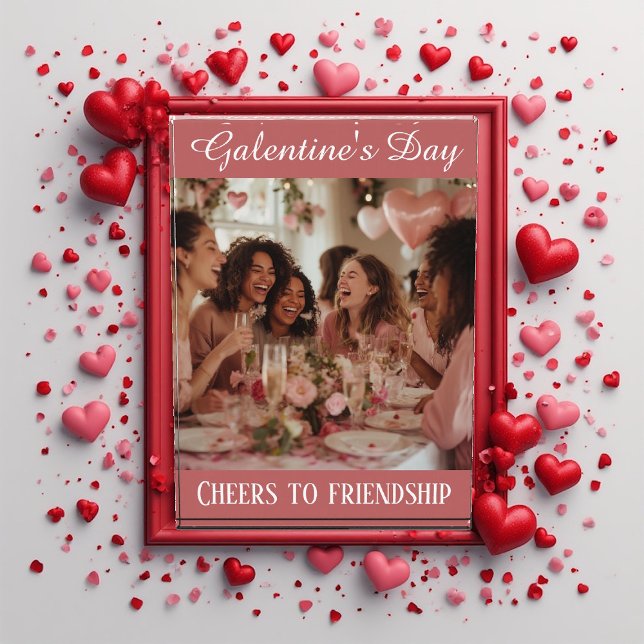 Cheers to Friendship Galentine's Day Typography  Photo Block (Cheers to Friendship Galentine's Day Typography Photo Block)